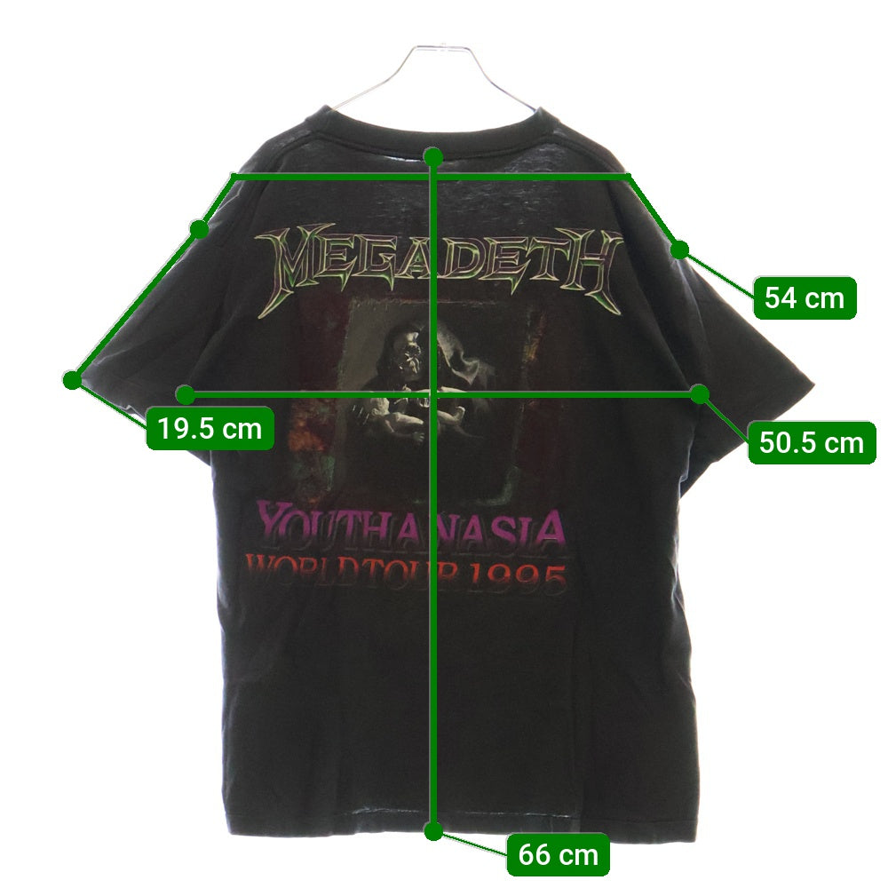VINTAGE(ヴィンテージ) 90s MEGADETH Youthanasia Tour Tee ユースアネイジアツアー 両面プリント クルーネック半袖Tシャツカットソー グレー