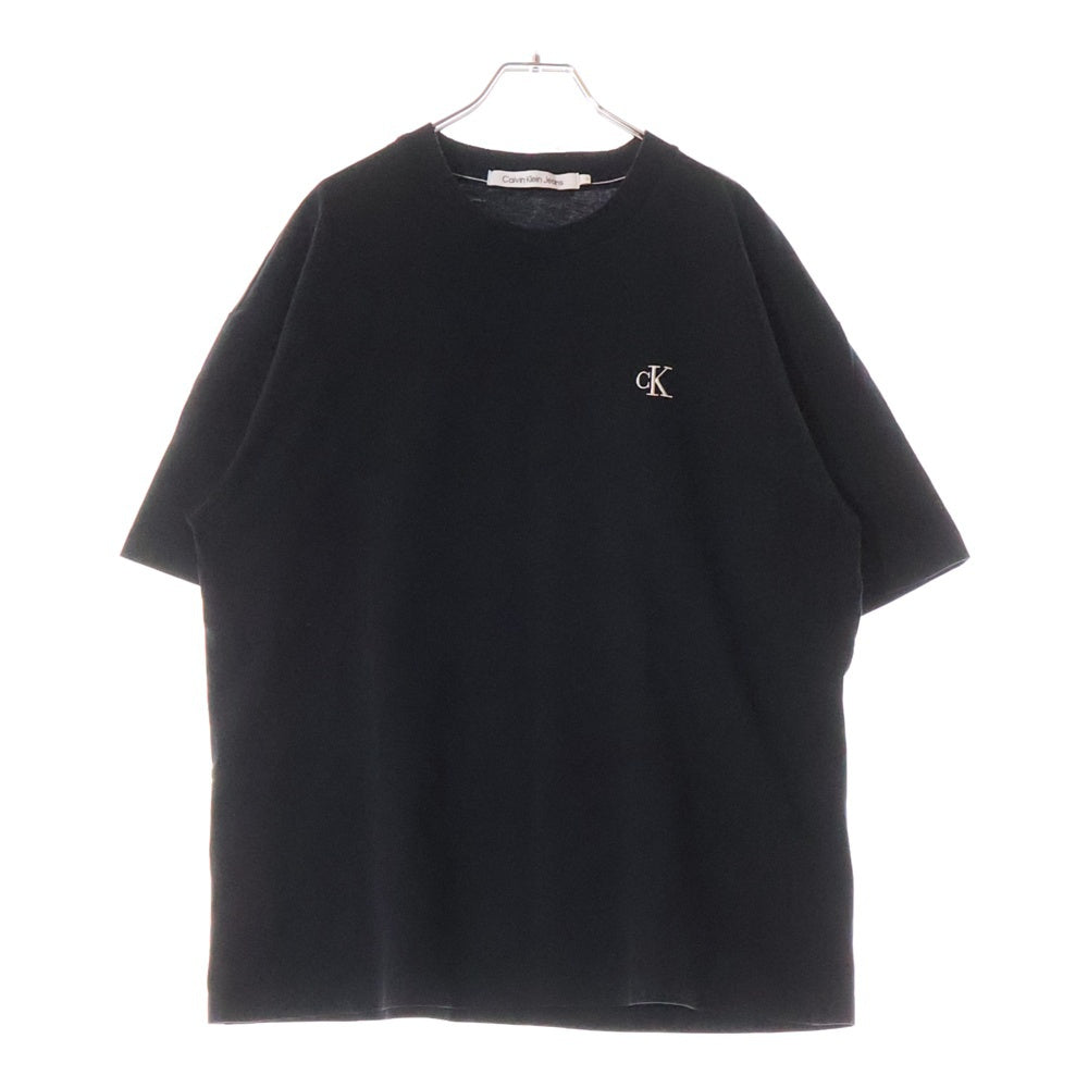 Calvin Klein Jeans(カルバンクラインジーンズ) エンボス ロゴ刺? クルーネック半袖Tシャツ カットソー ブラック J400280