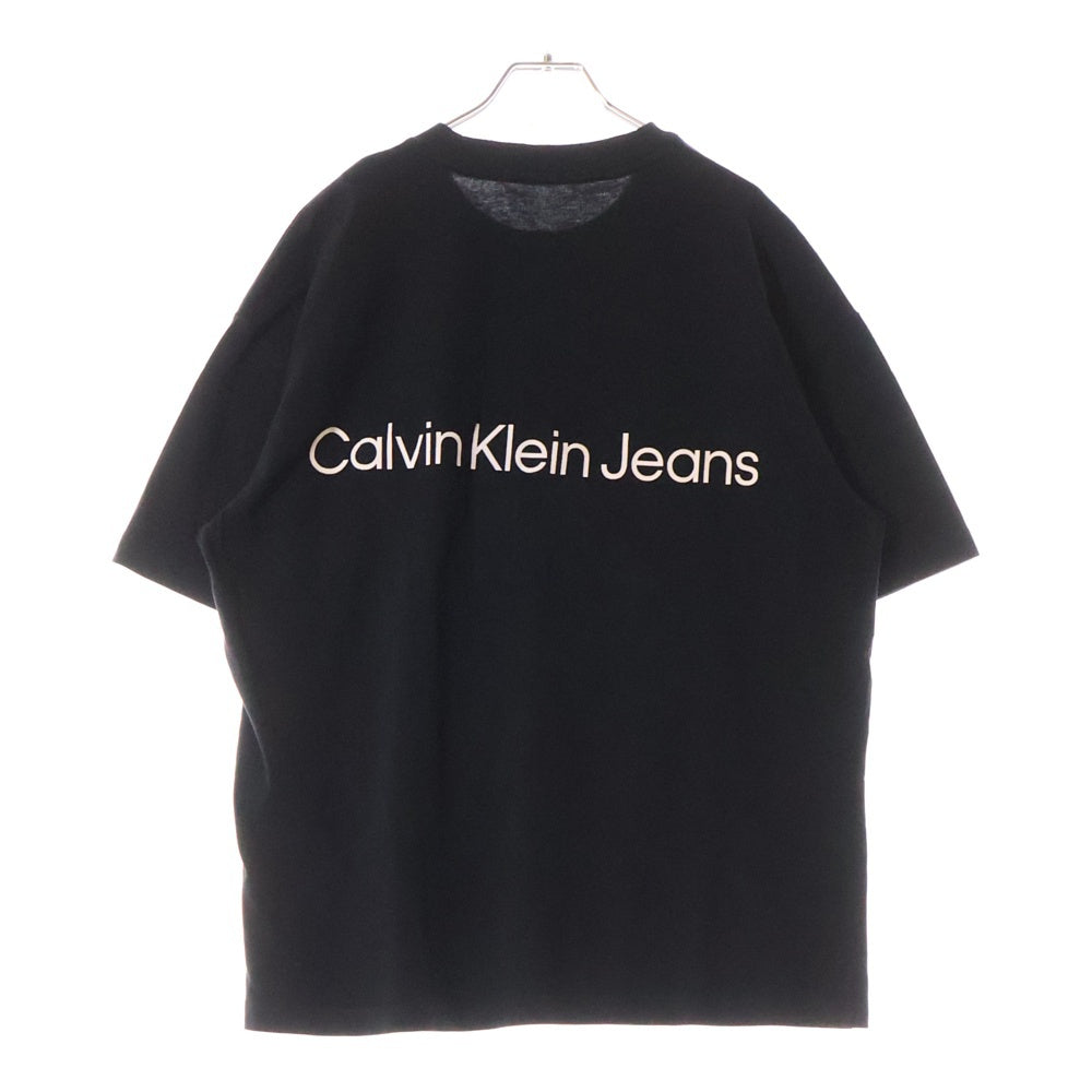 Calvin Klein Jeans(カルバンクラインジーンズ) エンボス ロゴ刺? クルーネック半袖Tシャツ カットソー ブラック J400280