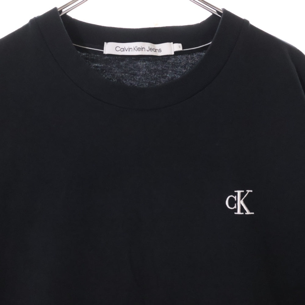 Calvin Klein Jeans(カルバンクラインジーンズ) エンボス ロゴ刺? クルーネック半袖Tシャツ カットソー ブラック J400280