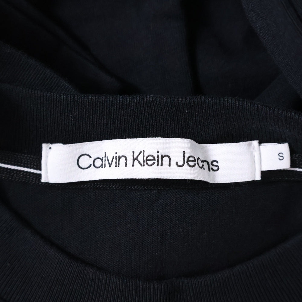 Calvin Klein Jeans(カルバンクラインジーンズ) エンボス ロゴ刺? クルーネック半袖Tシャツ カットソー ブラック J400280