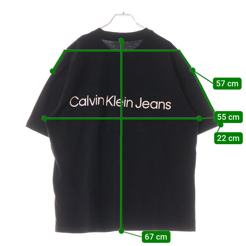 Calvin Klein Jeans(カルバンクラインジーンズ) エンボス ロゴ刺? クルーネック半袖Tシャツ カットソー ブラック J400280