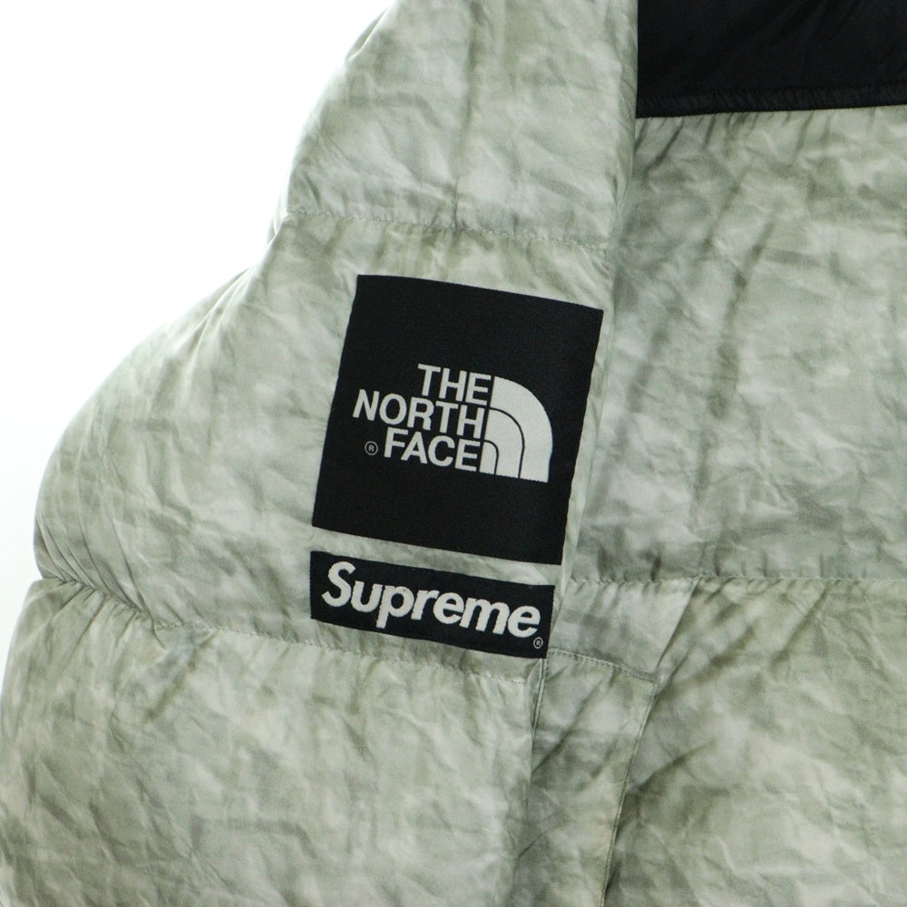 SUPREME(シュプリーム) 19AW ×THE NORTH FACE Paper Print Nuptse Jacket ザ ノースフェイス ペーパープリント ヌプシ ナイロン ダウンジャケット ブラック/グレー ND91806I
