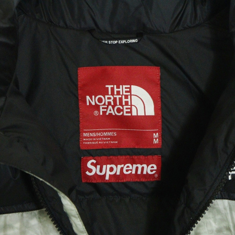 SUPREME(シュプリーム) 19AW ×THE NORTH FACE Paper Print Nuptse Jacket ザ ノースフェイス ペーパープリント ヌプシ ナイロン ダウンジャケット ブラック/グレー ND91806I