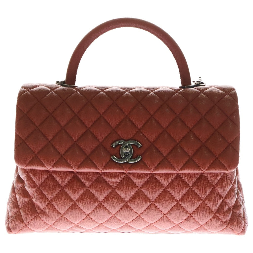 CHANEL(シャネル) マトラッセ トップハンドル キャビアスキン 2WAY チェーンショルダーハンドバッグ レッド A92991