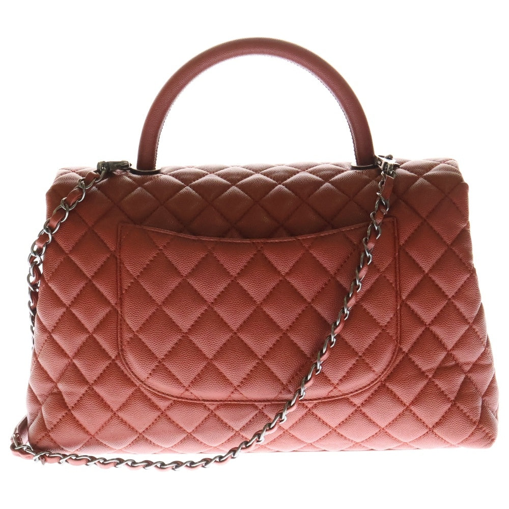 CHANEL(シャネル) マトラッセ トップハンドル キャビアスキン 2WAY チェーンショルダーハンドバッグ レッド A92991