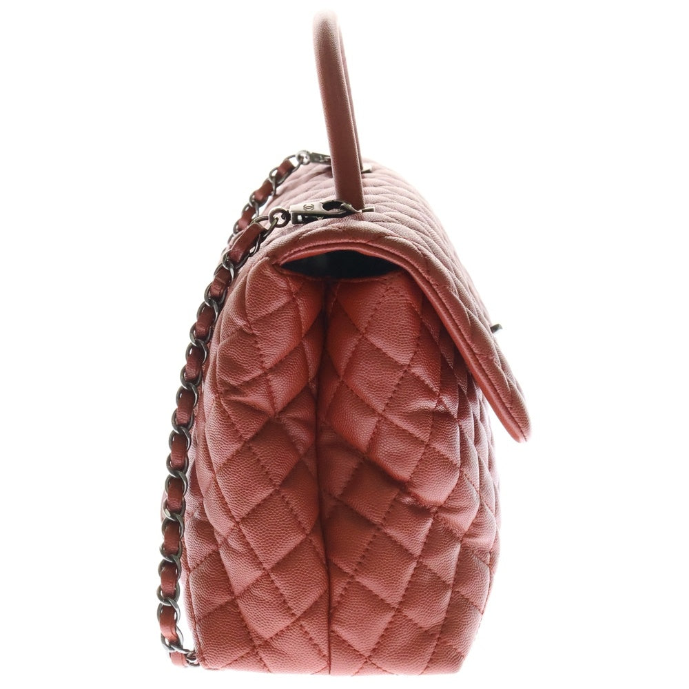 CHANEL(シャネル) マトラッセ トップハンドル キャビアスキン 2WAY チェーンショルダーハンドバッグ レッド A92991