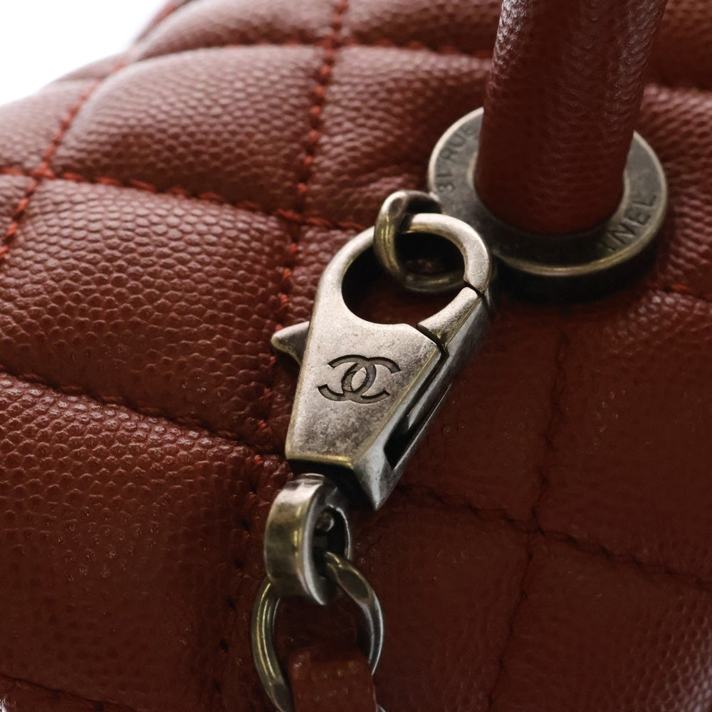 CHANEL(シャネル) マトラッセ トップハンドル キャビアスキン 2WAY チェーンショルダーハンドバッグ レッド A92991