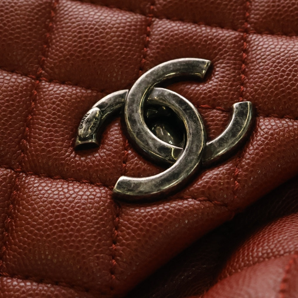 CHANEL(シャネル) マトラッセ トップハンドル キャビアスキン 2WAY チェーンショルダーハンドバッグ レッド A92991
