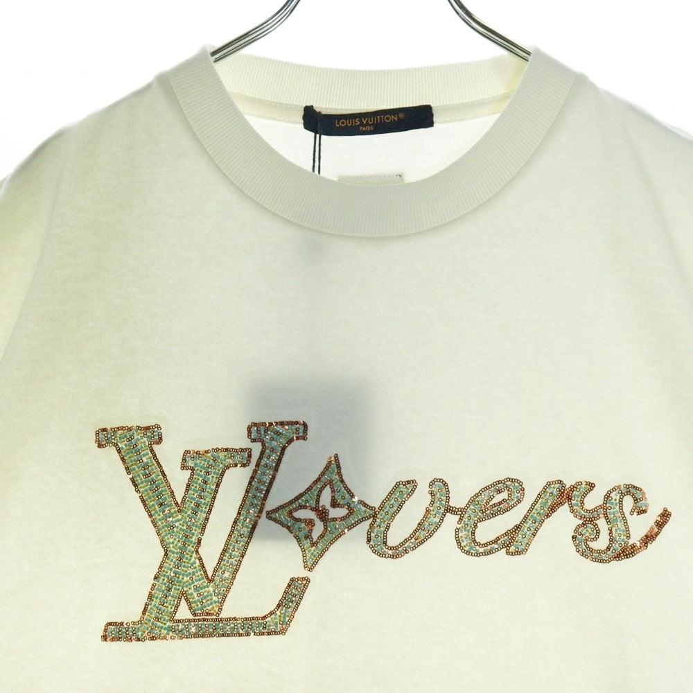 LOUIS VUITTON(ルイヴィトン) 24AW LVLovers ビジューロゴ装飾 クルーネック半袖Tシャツカットソー ホワイト RM242MM NPL HRY29W