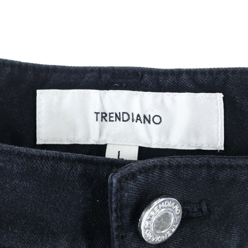 NO BRAND(ノーブランド) TRENDIANO ワッペンストレートデニムパンツ ブラック