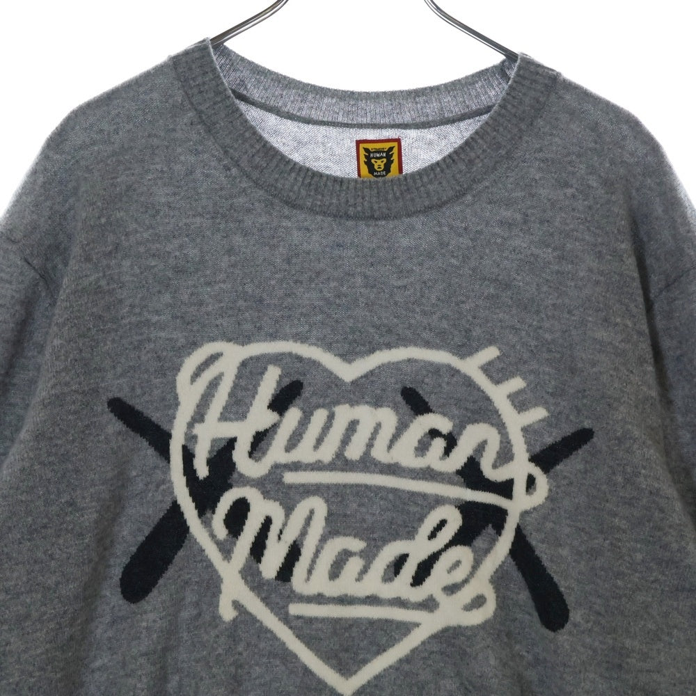HUMAN MADE(ヒューマンメイド) ×KAWS Knit Sweater ダブルブランドロゴ 長袖ニット グレー