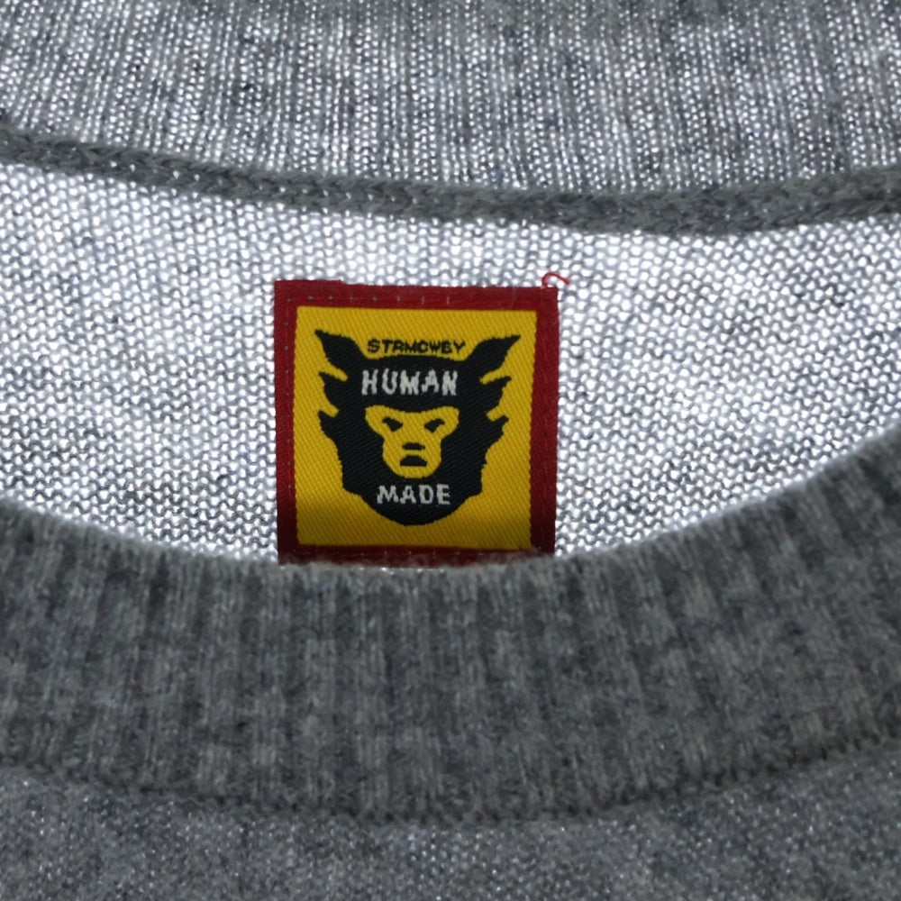 HUMAN MADE(ヒューマンメイド) ×KAWS Knit Sweater ダブルブランドロゴ 長袖ニット グレー
