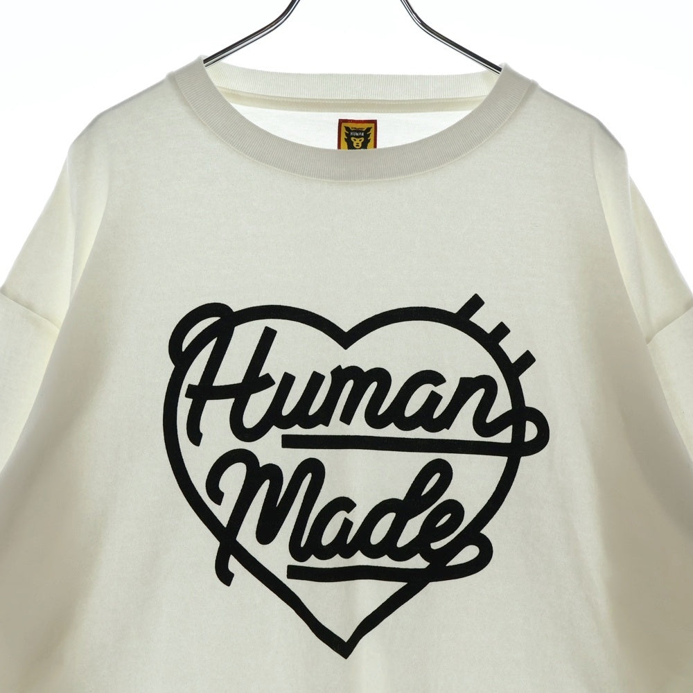 HUMAN MADE(ヒューマンメイド) 22AW HEART L/S Tee ハートロゴプリント クルーネック長袖Tシャツカットソー ホワイト