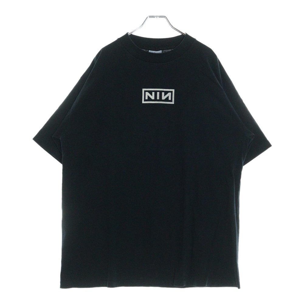 VINTAGE(ヴィンテージ) 90s Nine Inch Nails Box Logo Rock Band Tee ナインチネイルズ ボックスロゴ クルーネック半袖Tシャツカットソー ネイビー