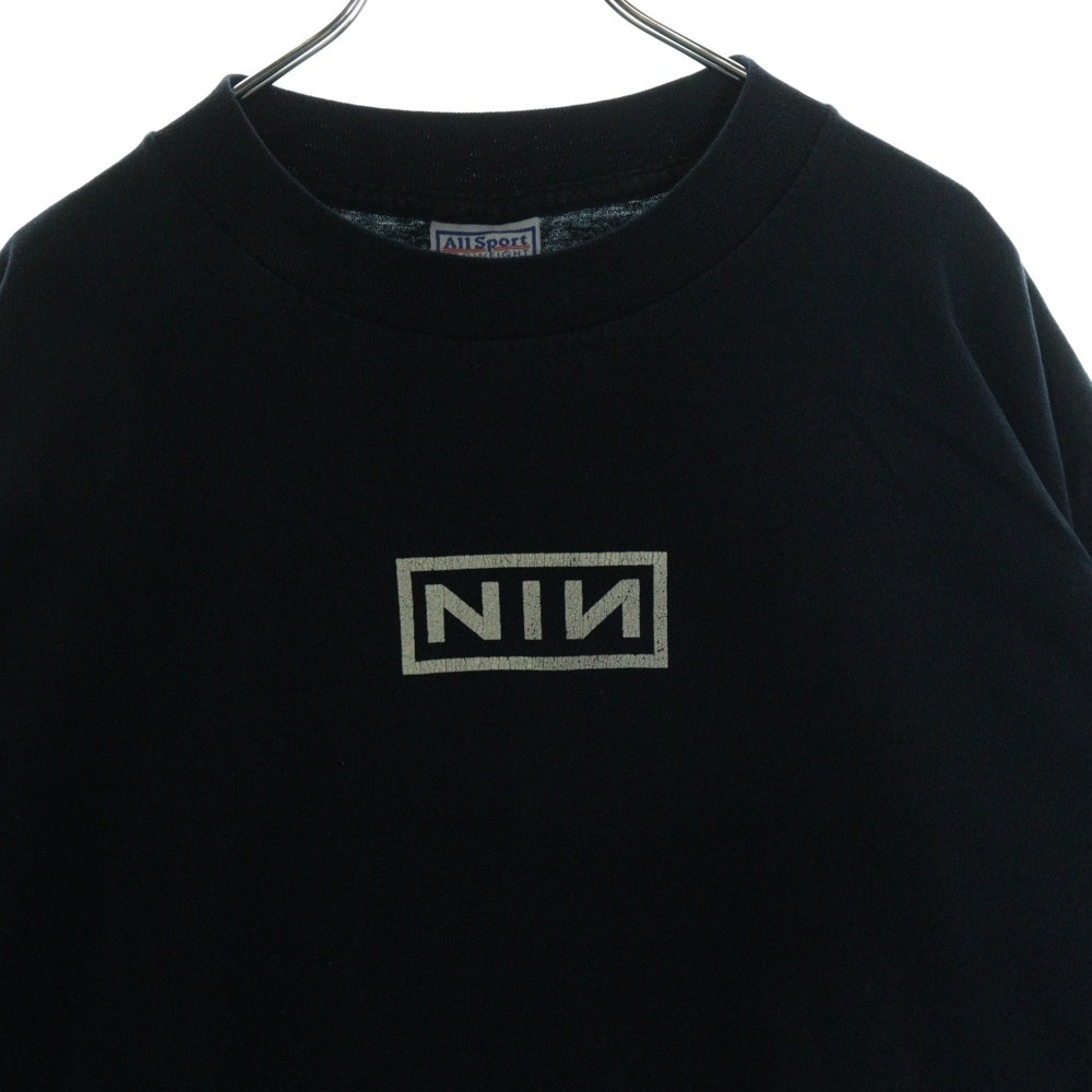 VINTAGE(ヴィンテージ) 90s Nine Inch Nails Box Logo Rock Band Tee ナインチネイルズ ボックスロゴ クルーネック半袖Tシャツカットソー ネイビー