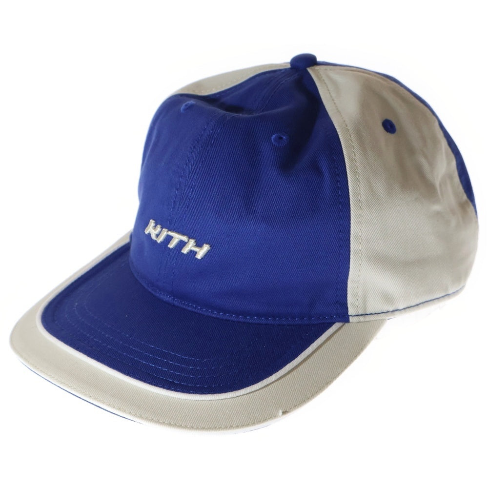 KITH(キス) ロゴ刺繍ベースボールキャップ ブルー/ホワイト KHW050227
