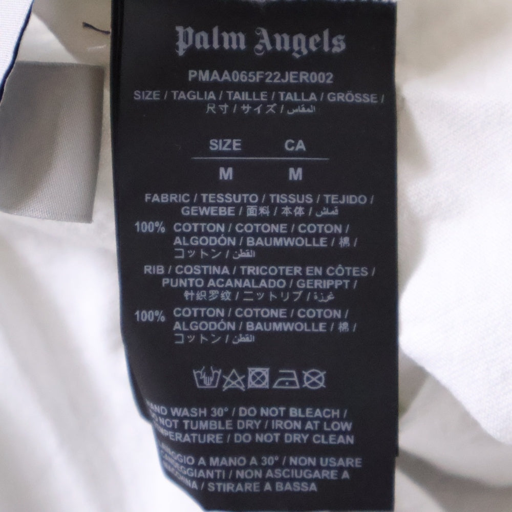 Palm Angels(パームエンジェルス) ロゴプリント クルーネック半袖Tシャツカットソー ホワイト PMAA065F22JER002