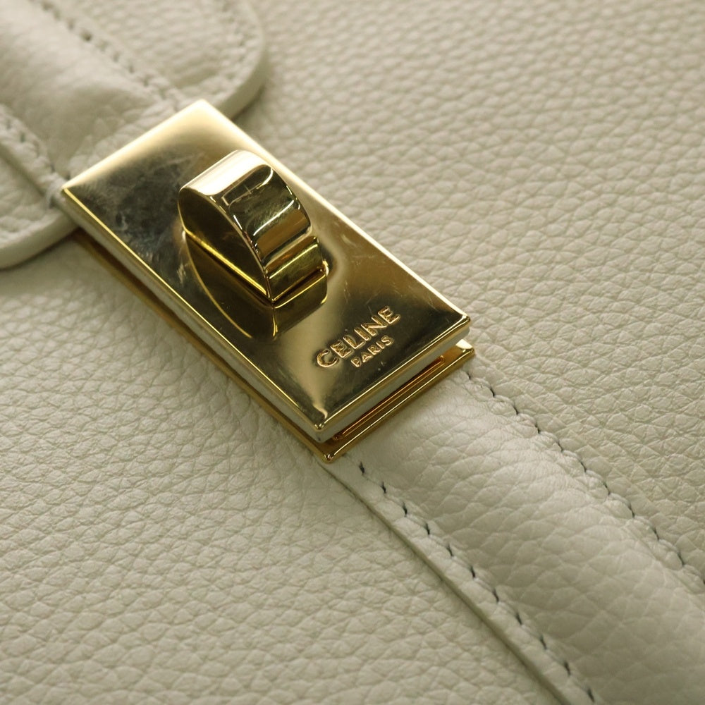 CELINE(セリーヌ) セーズ16 スモール 2WAYハンドショルダーバッグ ゴールド金具 レディース ホワイト レザー 197983BEY.00WC