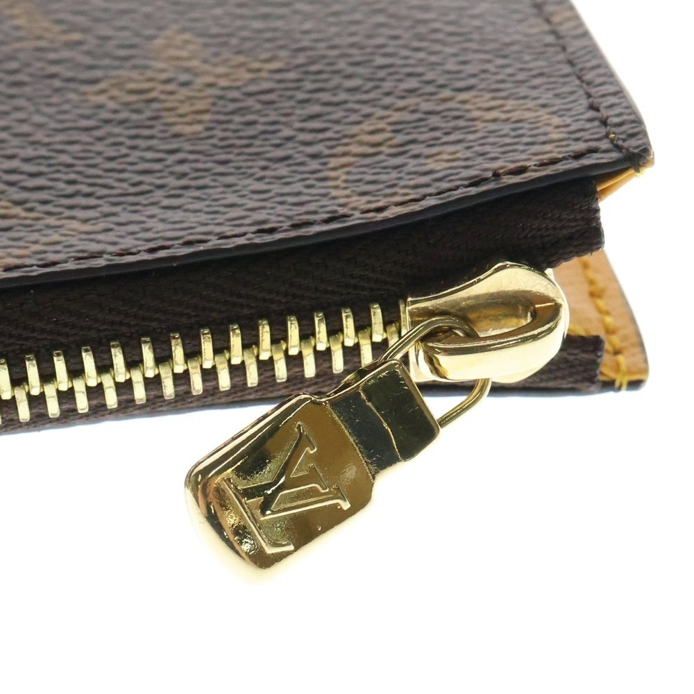 LOUIS VUITTON(ルイヴィトン) モノグラム ポルトフォイユ ノア レザー コンパクトジップウォレット カードケース ブラウン/イエロー ICチップ M83664