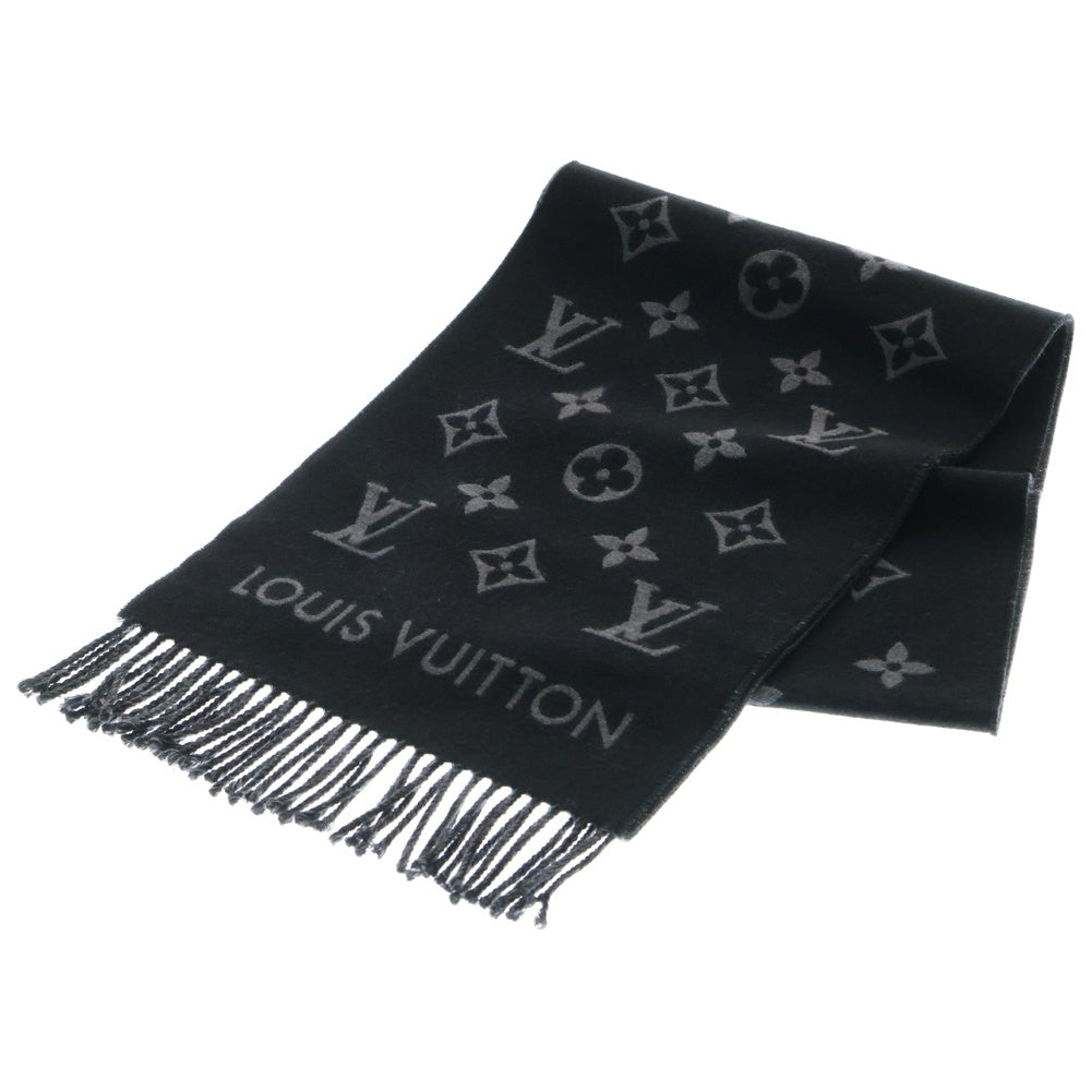 LOUIS VUITTON(ルイヴィトン) オール アバウト モノグラム ウールマフラー ブラック M79225