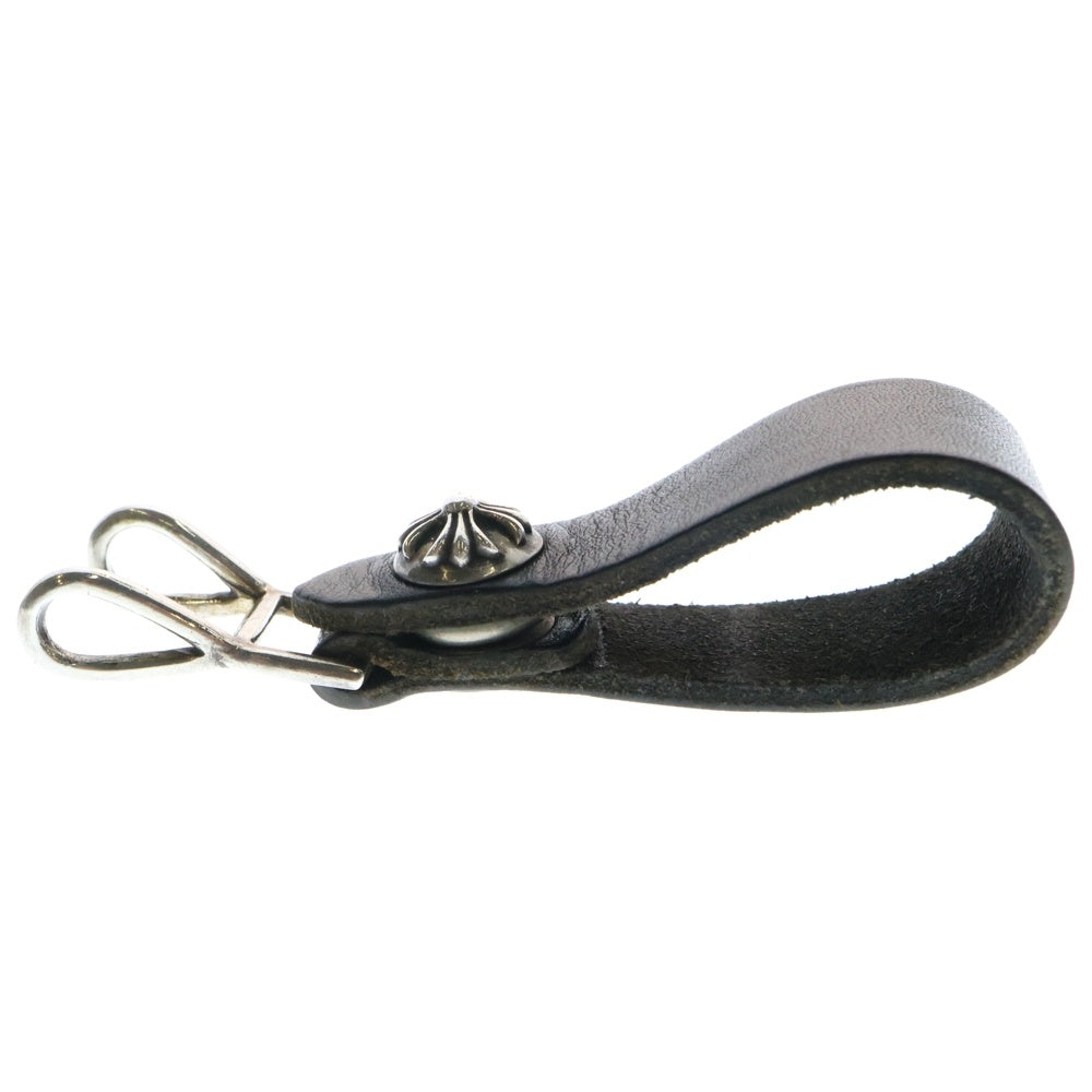 CHROME HEARTS(クロムハーツ) BELT LOOP クロスボールボタンレザーベルトループ シルバー/ブラック BCA397