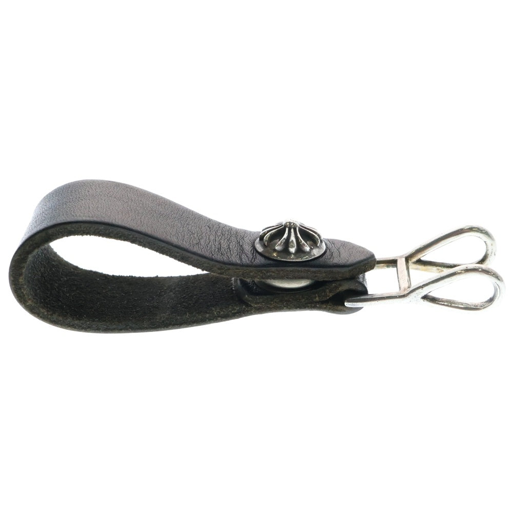 CHROME HEARTS(クロムハーツ) BELT LOOP クロスボールボタンレザーベルトループ シルバー/ブラック BCA397