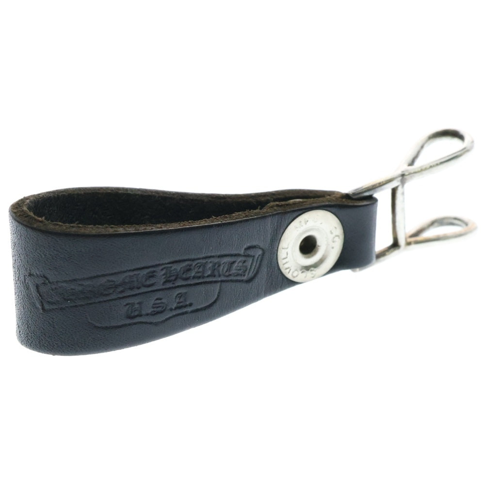 CHROME HEARTS(クロムハーツ) BELT LOOP クロスボールボタンレザーベルトループ シルバー/ブラック BCA397