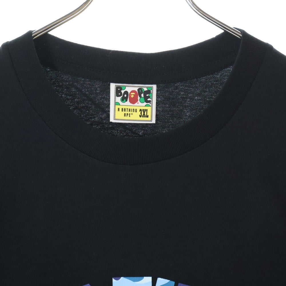 A BATHING APE(アベイシングエイプ) ABC CAMO COLLEGE TEE ABC カモ カレッジプリント クルーネックTシャツカットソー ブラック/ブルー 001TEL801005M