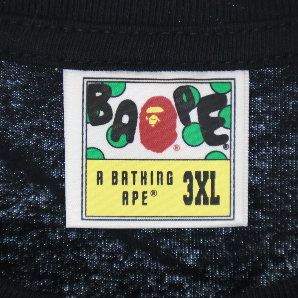 A BATHING APE(アベイシングエイプ) ABC CAMO COLLEGE TEE ABC カモ カレッジプリント クルーネックTシャツカットソー ブラック/ブルー 001TEL801005M