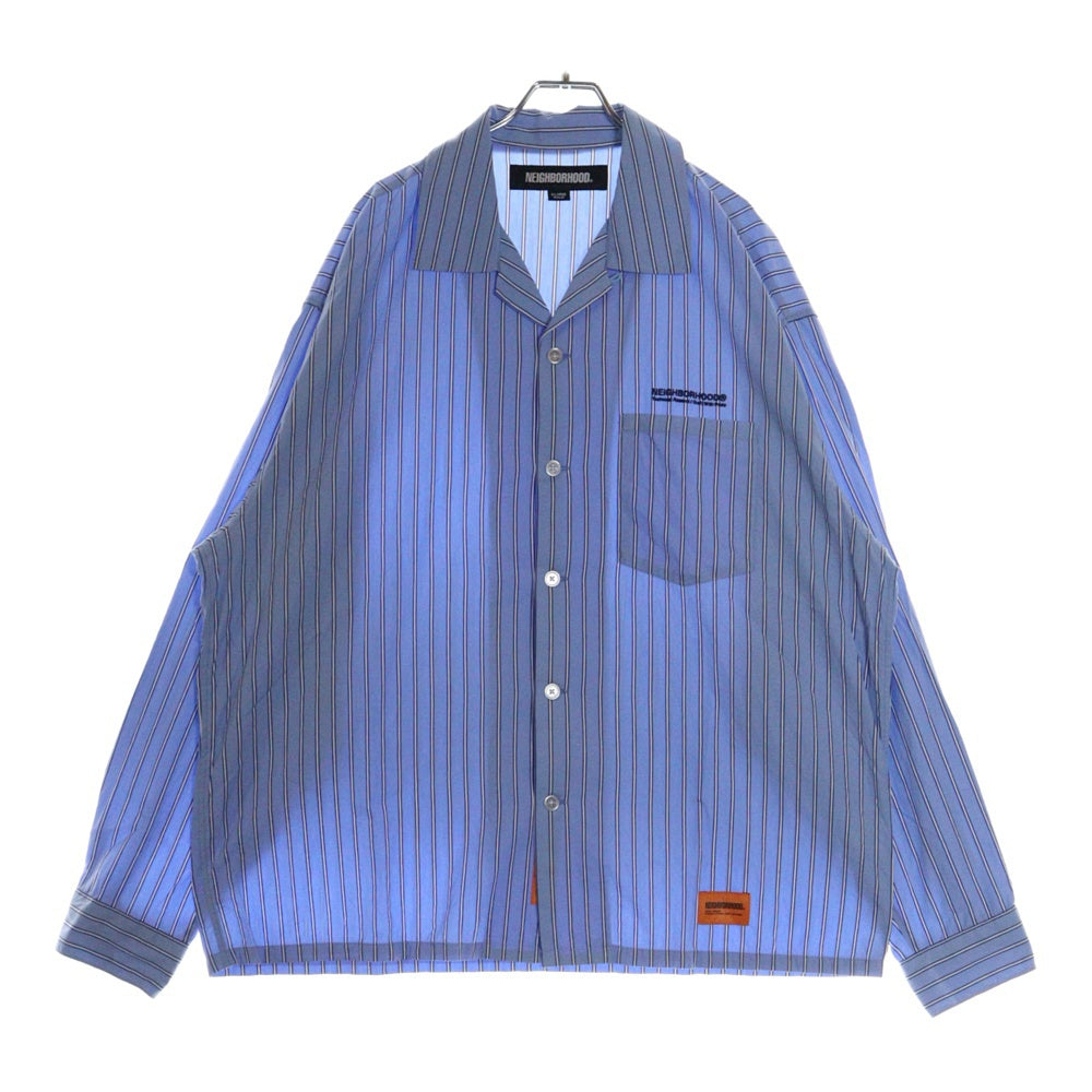 NEIGHBORHOOD(ネイバーフッド) 24AW STRIPE WORK SHIRT ストライプワークシャツ 長袖開襟シャツ ブルー242TSNH-SHM02