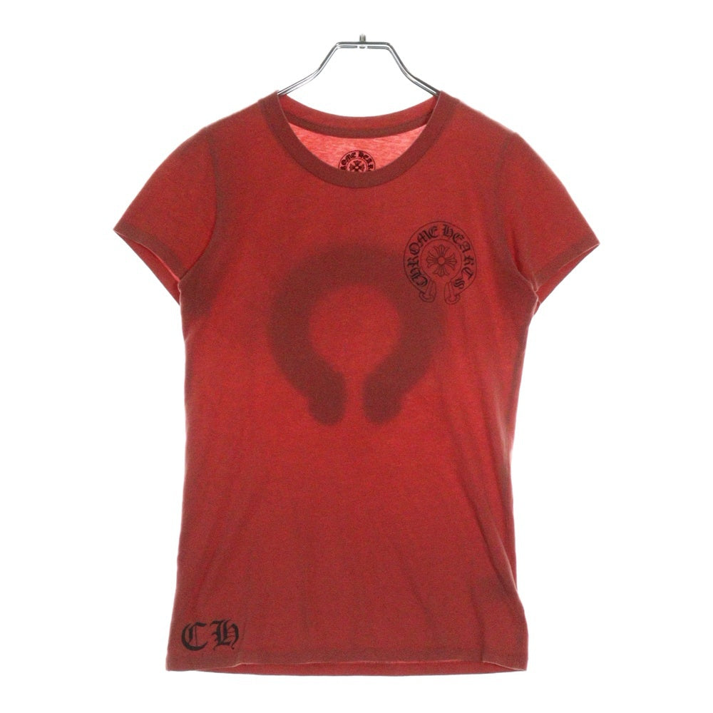 CHROME HEARTS(クロムハーツ) フローラルクロス ホースシュープリント クルーネック半袖Tシャツカットソー レディース レッド