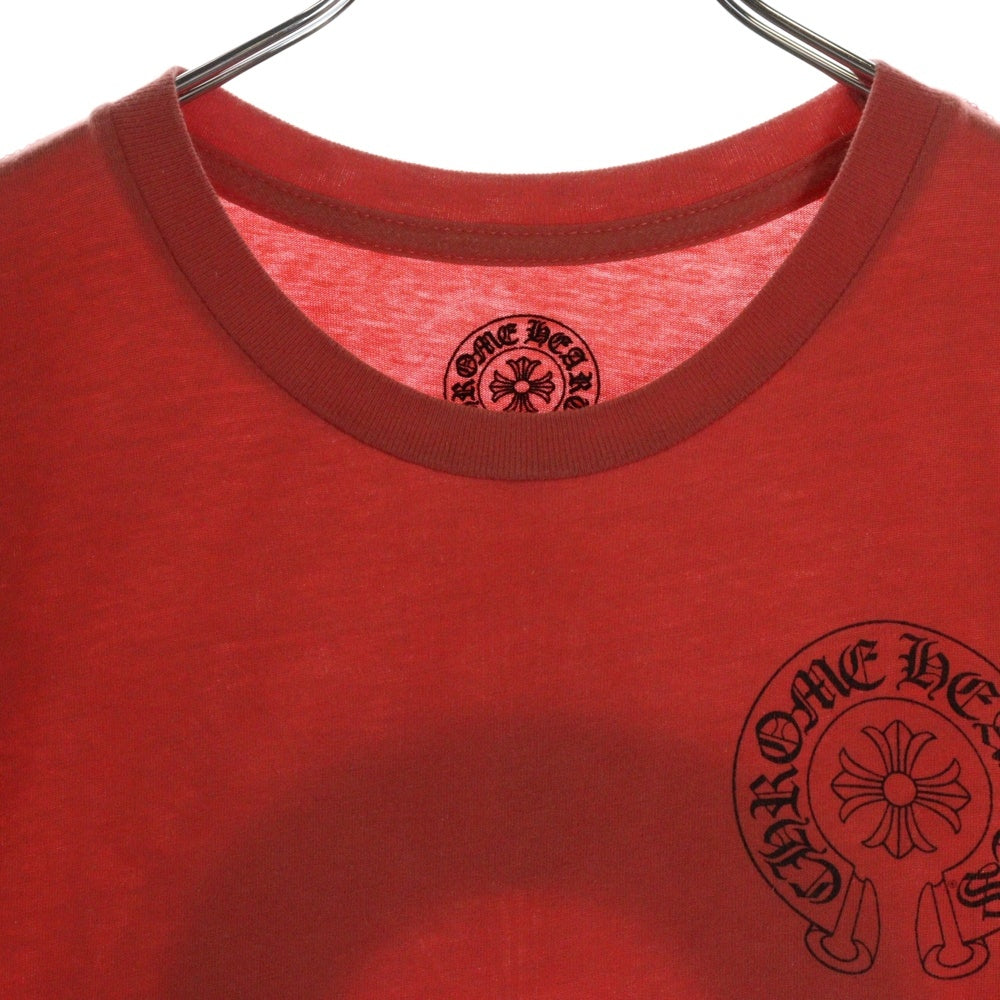 CHROME HEARTS(クロムハーツ) フローラルクロス ホースシュープリント クルーネック半袖Tシャツカットソー レディース レッド