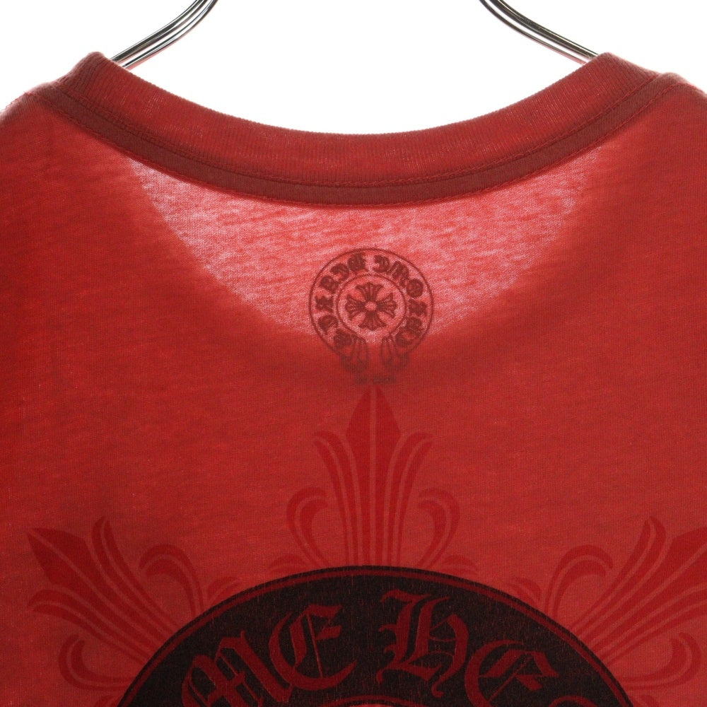 CHROME HEARTS(クロムハーツ) フローラルクロス ホースシュープリント クルーネック半袖Tシャツカットソー レディース レッド