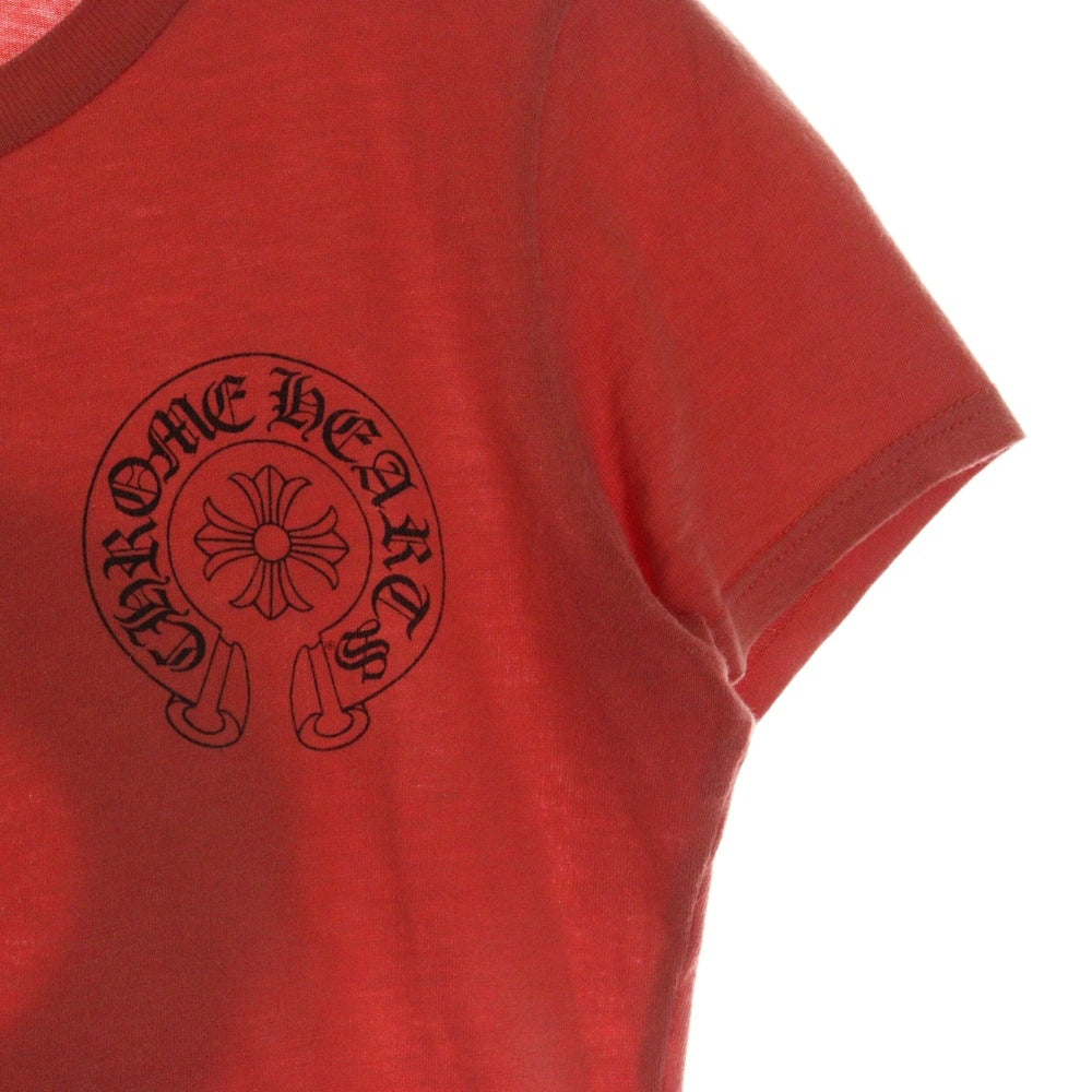 CHROME HEARTS(クロムハーツ) フローラルクロス ホースシュープリント クルーネック半袖Tシャツカットソー レディース レッド