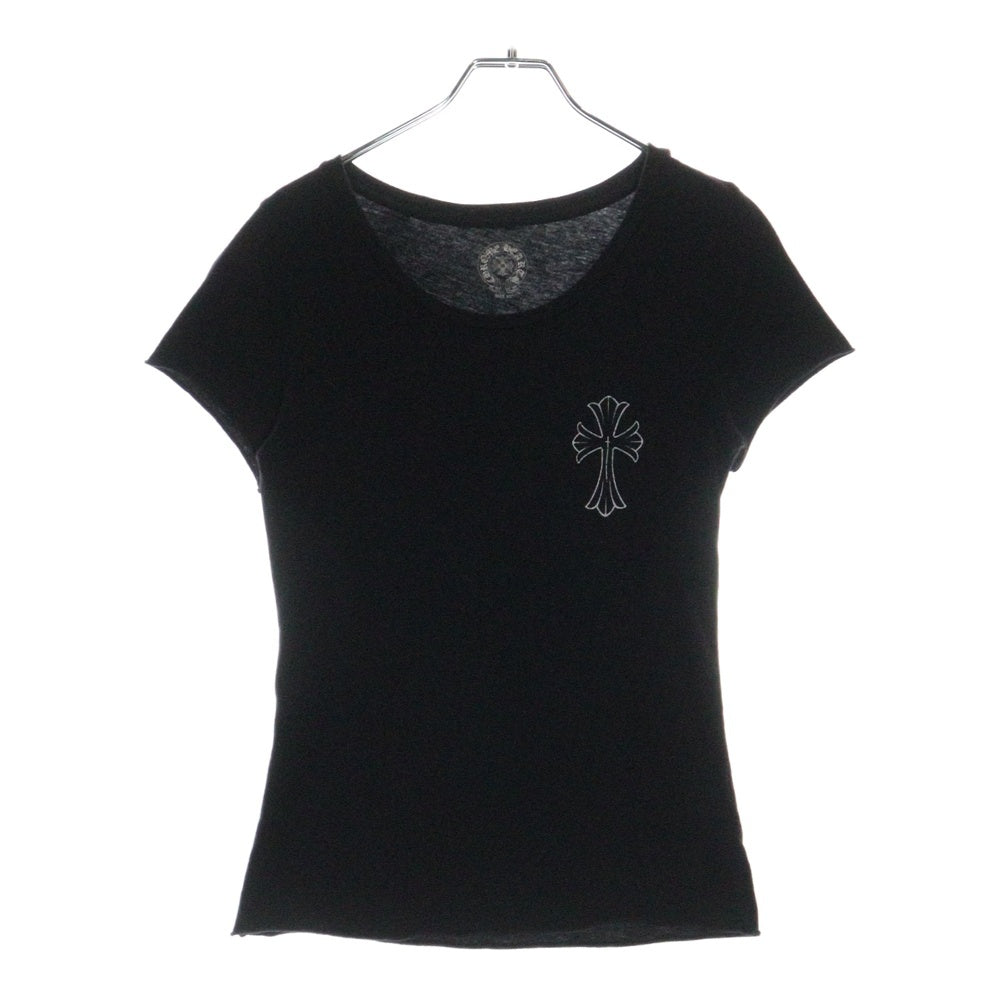 CHROME HEARTS(クロムハーツ) CHクロスプリント クルーネック半袖Tシャツカットソー レディース ブラック