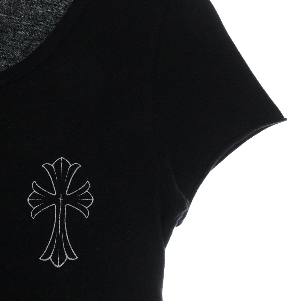 CHROME HEARTS(クロムハーツ) CHクロスプリント クルーネック半袖Tシャツカットソー レディース ブラック