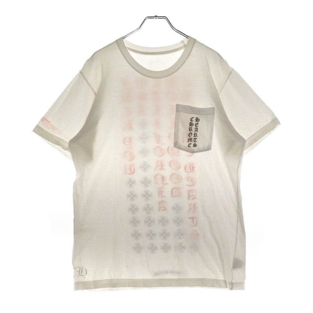 CHROME HEARTS(クロムハーツ) Pink Logo Tee ネオンピンクロゴ クルーネック半袖Tシャツカットソー ホワイト
