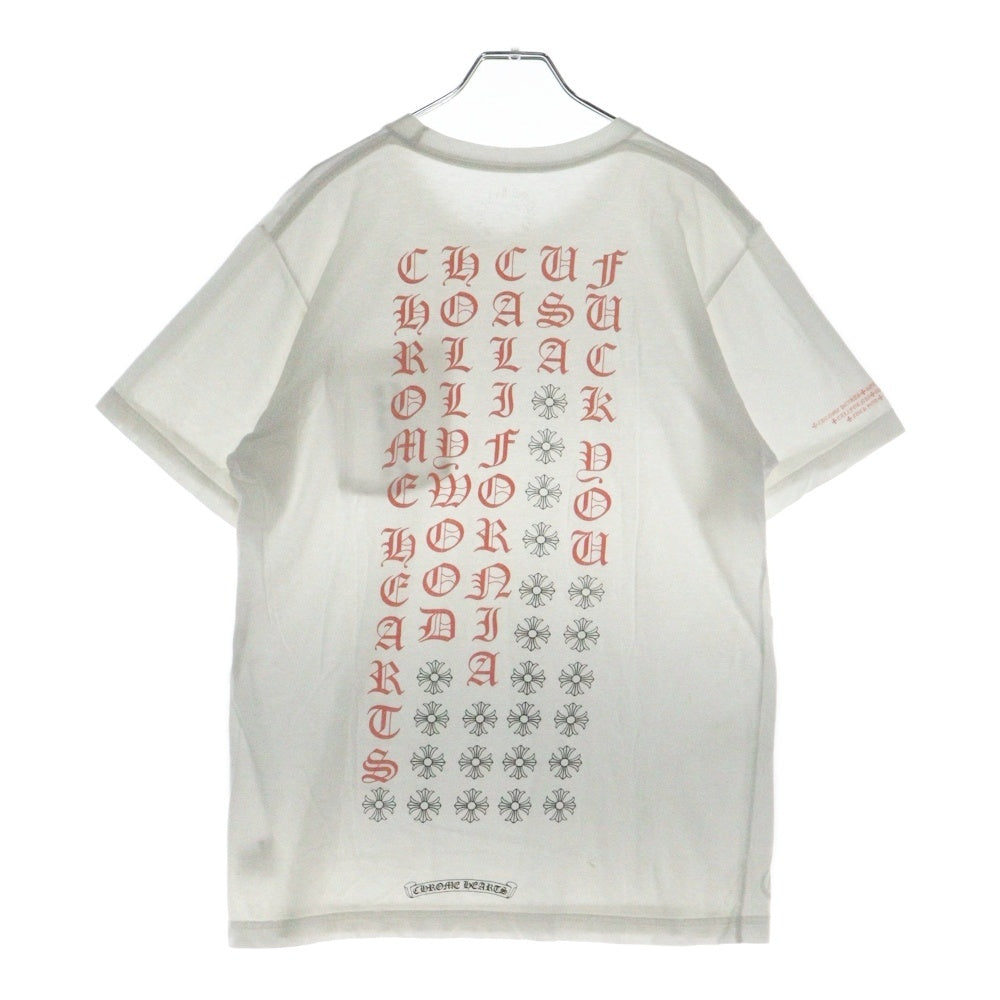 CHROME HEARTS(クロムハーツ) Pink Logo Tee ネオンピンクロゴ クルーネック半袖Tシャツカットソー ホワイト