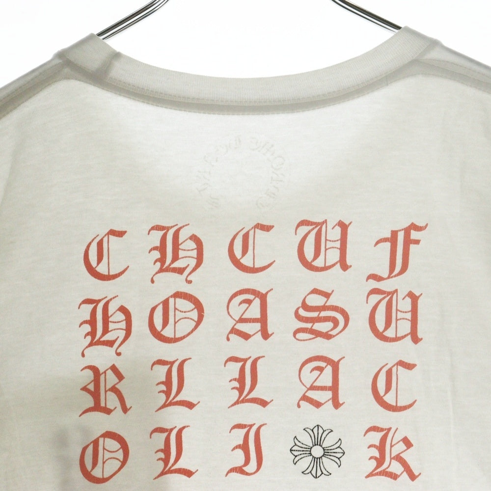 CHROME HEARTS(クロムハーツ) Pink Logo Tee ネオンピンクロゴ クルーネック半袖Tシャツカットソー ホワイト