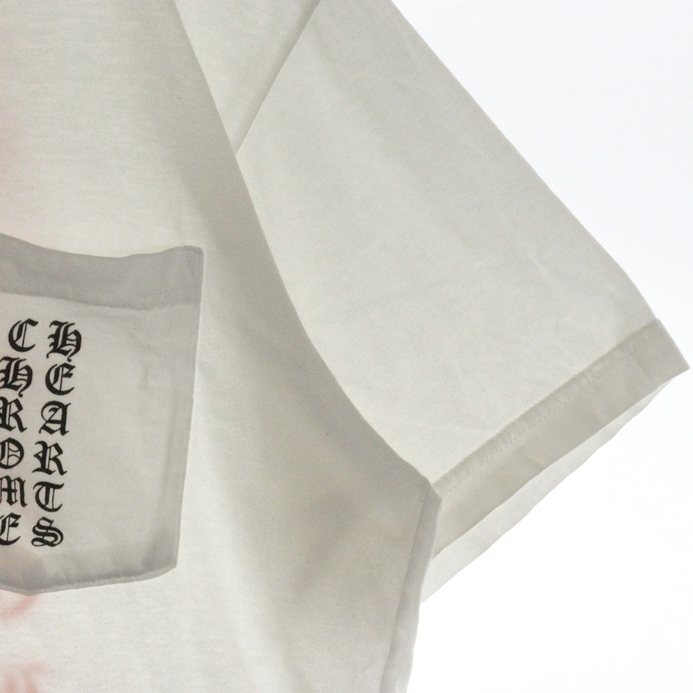 CHROME HEARTS(クロムハーツ) Pink Logo Tee ネオンピンクロゴ クルーネック半袖Tシャツカットソー ホワイト