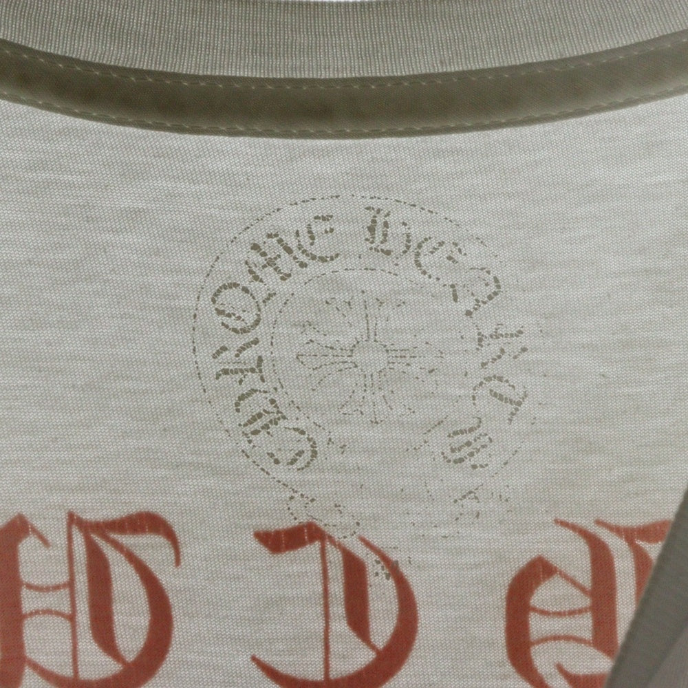 CHROME HEARTS(クロムハーツ) Pink Logo Tee ネオンピンクロゴ クルーネック半袖Tシャツカットソー ホワイト