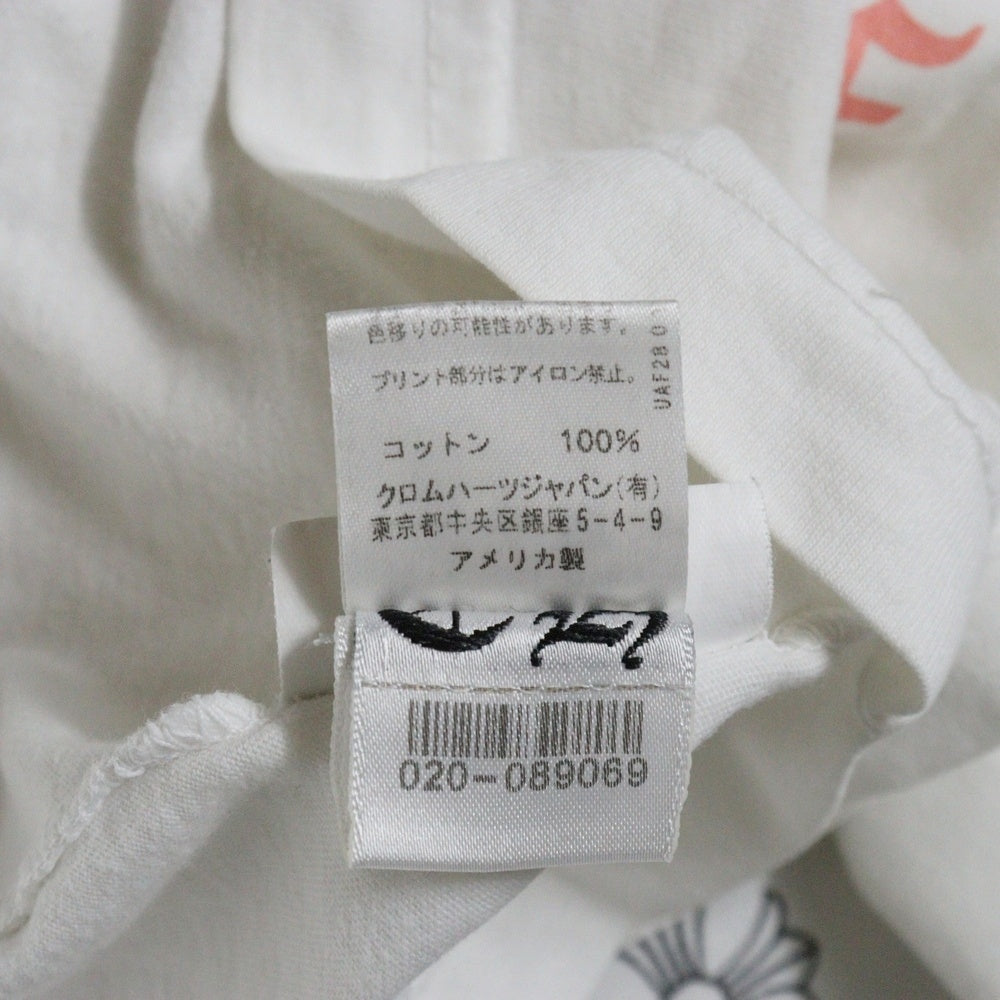 CHROME HEARTS(クロムハーツ) Pink Logo Tee ネオンピンクロゴ クルーネック半袖Tシャツカットソー ホワイト