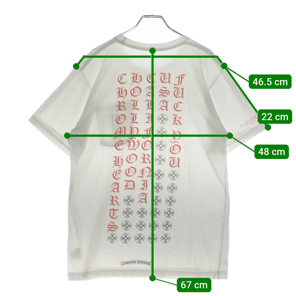 CHROME HEARTS(クロムハーツ) Pink Logo Tee ネオンピンクロゴ クルーネック半袖Tシャツカットソー ホワイト