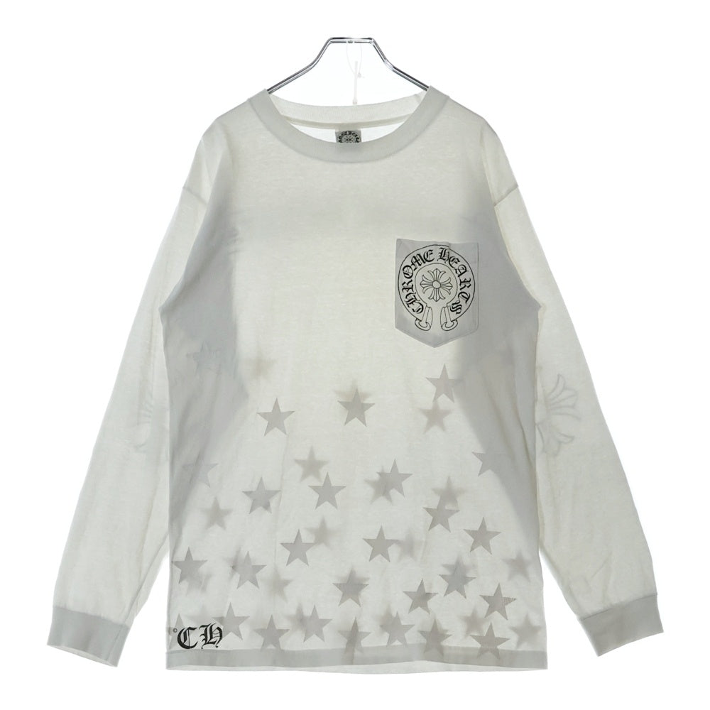 CHROME HEARTS(クロムハーツ) OLD ホースシュー スタープリント クルーネック長袖Tシャツカットソー ホワイト