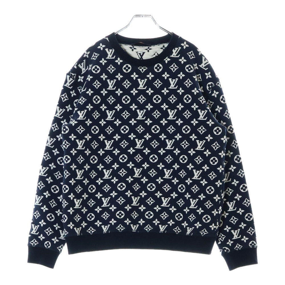 LOUIS VUITTON(ルイヴィトン) フルモノグラムジャカード 長袖クルーネックスウェットトレーナー ネイビー RM211Q TCJ HIY53W