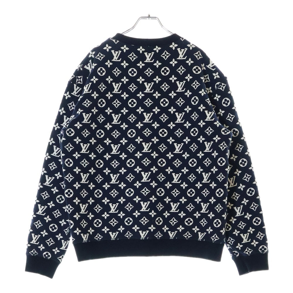 LOUIS VUITTON(ルイヴィトン) フルモノグラムジャカード 長袖クルーネックスウェットトレーナー ネイビー RM211Q TCJ HIY53W