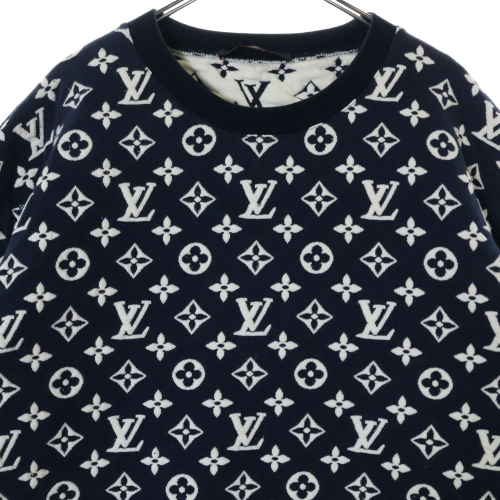 LOUIS VUITTON(ルイヴィトン) フルモノグラムジャカード 長袖クルーネックスウェットトレーナー ネイビー RM211Q TCJ HIY53W