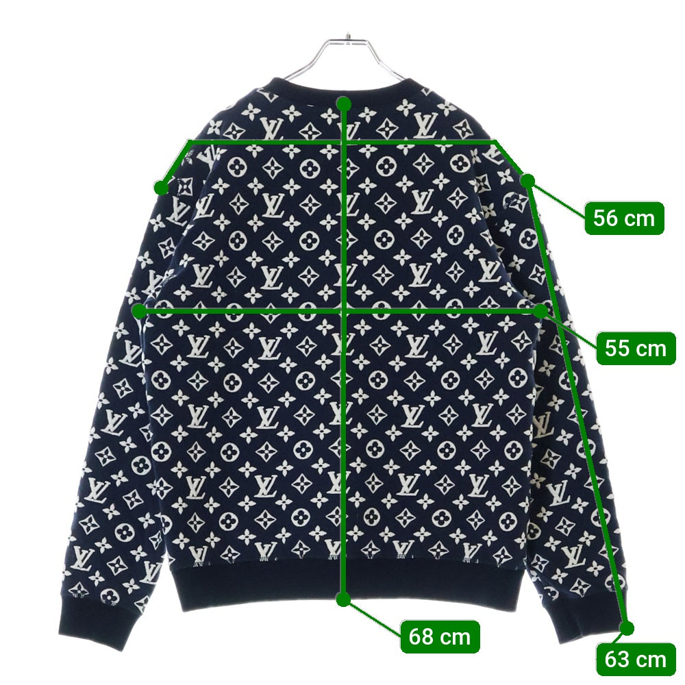 LOUIS VUITTON(ルイヴィトン) フルモノグラムジャカード 長袖クルーネックスウェットトレーナー ネイビー RM211Q TCJ HIY53W