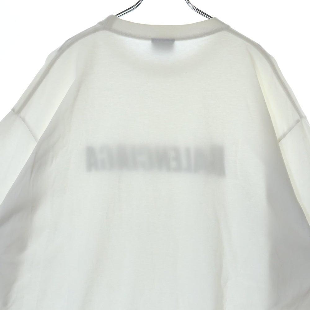 BALENCIAGA(バレンシアガ) 21SS Caps Destroyed Flatground デストロイ加工 フロントロゴプリント クルーネック半袖Tシャツカットソー ホワイト KT93 651795TNVL19040